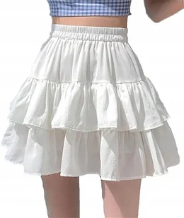 Mini Spódniczka Spódnica Dwuwarstwowa Damska Z Wysokim Stanem Biała M - Spódnice - miniaturka - grafika 1