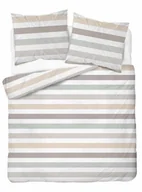 Pościel - Pościel satynowa 160x200 5053a beżowe pasy - miniaturka - grafika 1