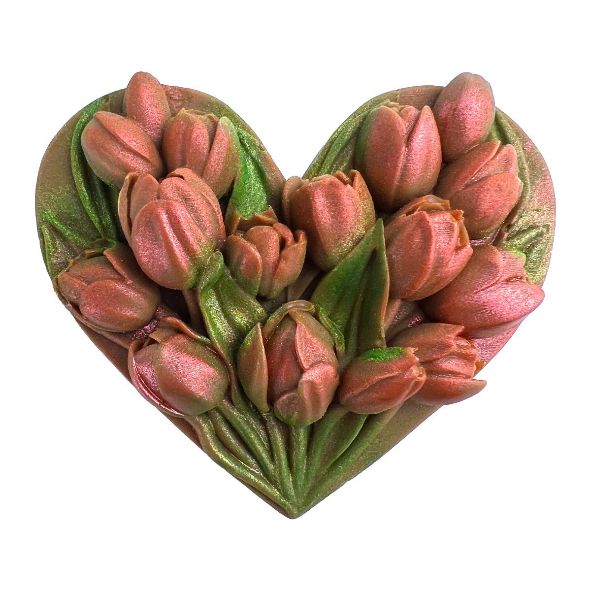 Serce z bukietem tulipanów z mlecznej czekolady (40g)