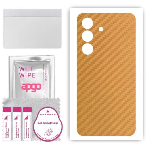folia naklejka skórka strukturalna na TYŁ do Samsung Galaxy S24+ - Carbon Złoty - apgo SKINS