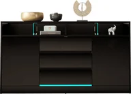 Komody - MEGSTYL KOMODA 160CM Z LISTWĄ LED - DISPARO 4 Czarny mat - Czarny połysk - miniaturka - grafika 1