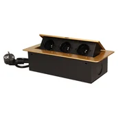 Gniazdka elektryczne - Orno Gniazda wpuszczane w blat z płaskim frezowanym rantem i przewodem 1, 5m, 3x2P+Z, złote OR-AE-1337/C - miniaturka - grafika 1