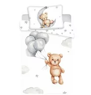 Pościel dla dzieci - Jerry Fabrics Pościel bawełniana 100x135 Miś baloniki gwiazki 7547 biała szara księżyc chmurki Teddy Bear dziecięca do łóżeczka poszewka 40x60 - miniaturka - grafika 1