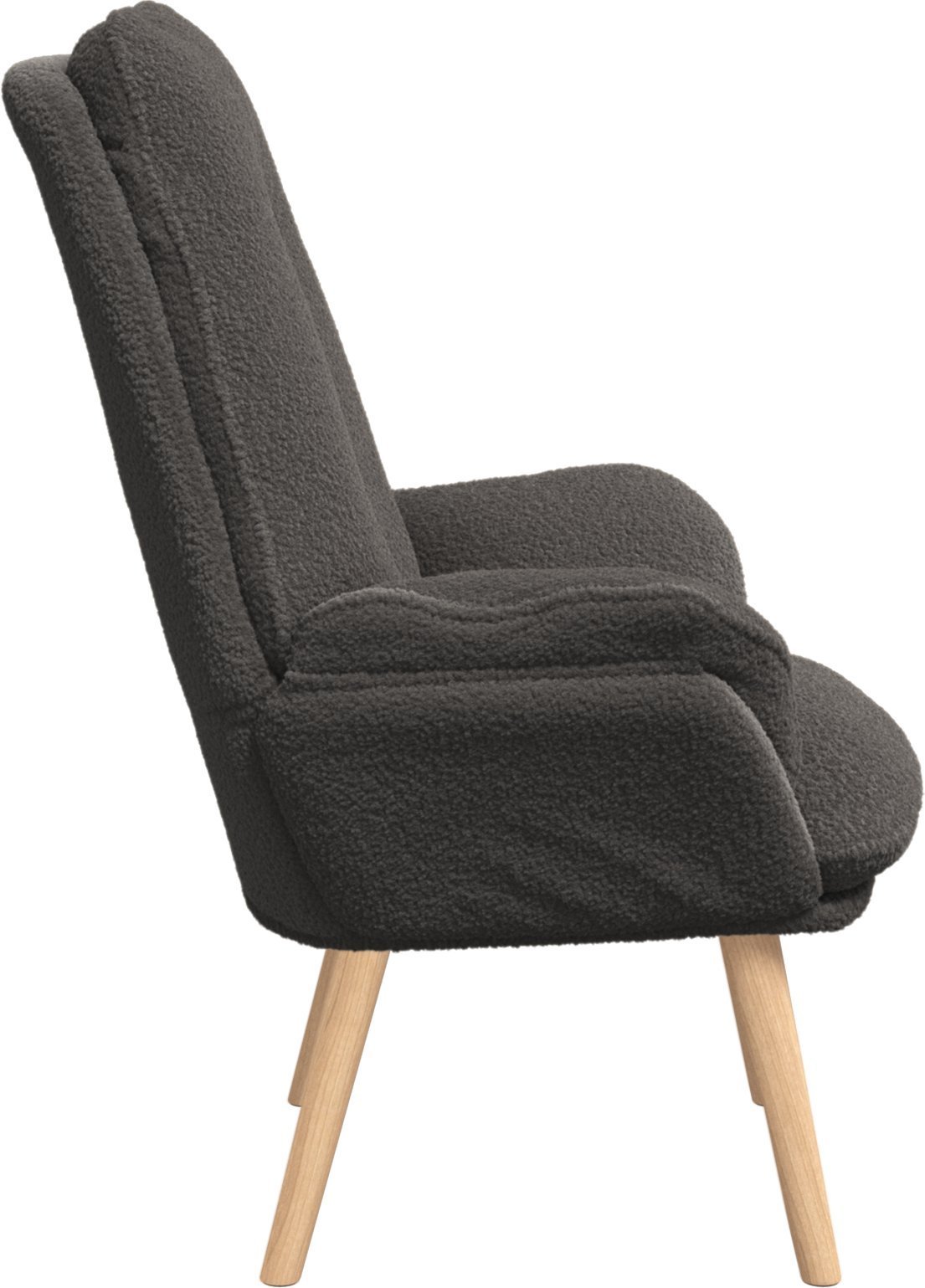 Fotel relaksacyjny ciemnoszary z materiału przypominającego wełnę