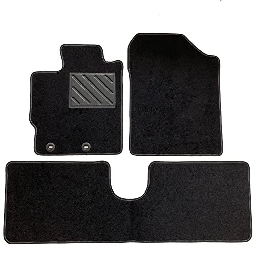 Dywaniki podłogowe do Toyota Yaris III 3/5-drzwiowe od 09/2011-2020, nie pasuje do modelu HYBRID, wykonane na miarę, wzmocnione gumowe listwy progowe i zatrzaski mocujące