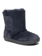 Śniegowce damskie - FALCOTTO SKÓRZANE ŚNIEGOWCE DZIECIĘCE Z LOGO GRANATOWE 23 J0A - miniaturka - grafika 1