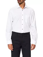 Koszule męskie - Seidensticker Męska koszula biznesowa - niewymagająca prasowania koszula z prostym krojem - Regular Fit - długi rękaw - kołnierz Kent - 100% bawełna, biały, 39 - miniaturka - grafika 1