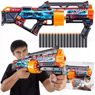 ZURU X-SHOT SKINS WYRZUTNIA LAST STAND APOCALYPSE PISTOLET + 16 NABOJÓW 8+ - Zabawki militarne - miniaturka - grafika 1