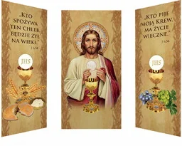 Zestaw 3 banerów na Boże Ciało "Kto spożywa ten chleb.." - Ikony i obrazy sakralne - miniaturka - grafika 1