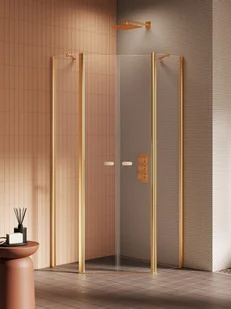 New Trendy Kabina New Soleo 90x90 pięciokątna gold brushed transparentne K-3586 - Kabiny prysznicowe - miniaturka - grafika 1
