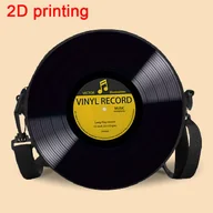 Torebki damskie - TEMU Torba na ramię z regulowanym paskiem, z zamkiem błyskawicznym, w stylu vintage z nadrukiem 2D wzór płyty winylowej, casualowa i modna, z - miniaturka - grafika 1