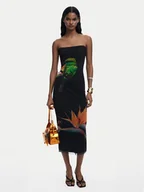 Sukienki - Desigual Sukienka letnia Colibri 25SWMK16 Czarny Slim Fit - miniaturka - grafika 1