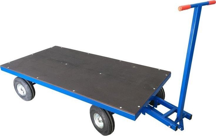 WiZ Wózek platformowy. Platforma ze sklejki z siatką antypoślizgową. Wym. 1000x2000mm Koła: Pneumatyczne