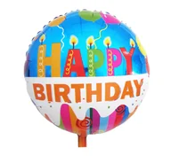 Balony i akcesoria - GoDan Balon foliowy "HAPPY BIRTHDAY - świeczki", 18" RND FG-O34HBS - miniaturka - grafika 1