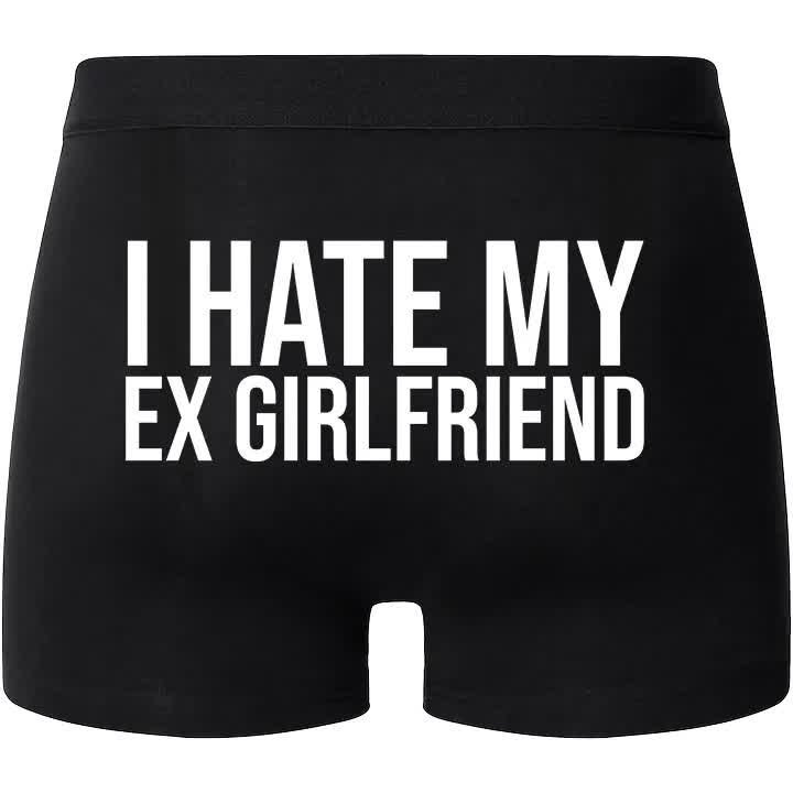 Bokserki Czarne I HATE MY EX GIRLFRIEND na Prezent Zabawny Mix Wzorów - L