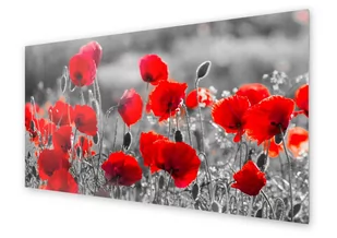 Panel kuchenny HOMEPRINT Czerwone maki na szarym tle 140x70 cm - Dekoracje domu - miniaturka - grafika 1