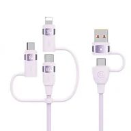 Kable USB - USAMS U85 2xUSB-C/USB/Micro-USB/ Lightning 6w1 1,2m 100W (fioletowy) - miniaturka - grafika 1