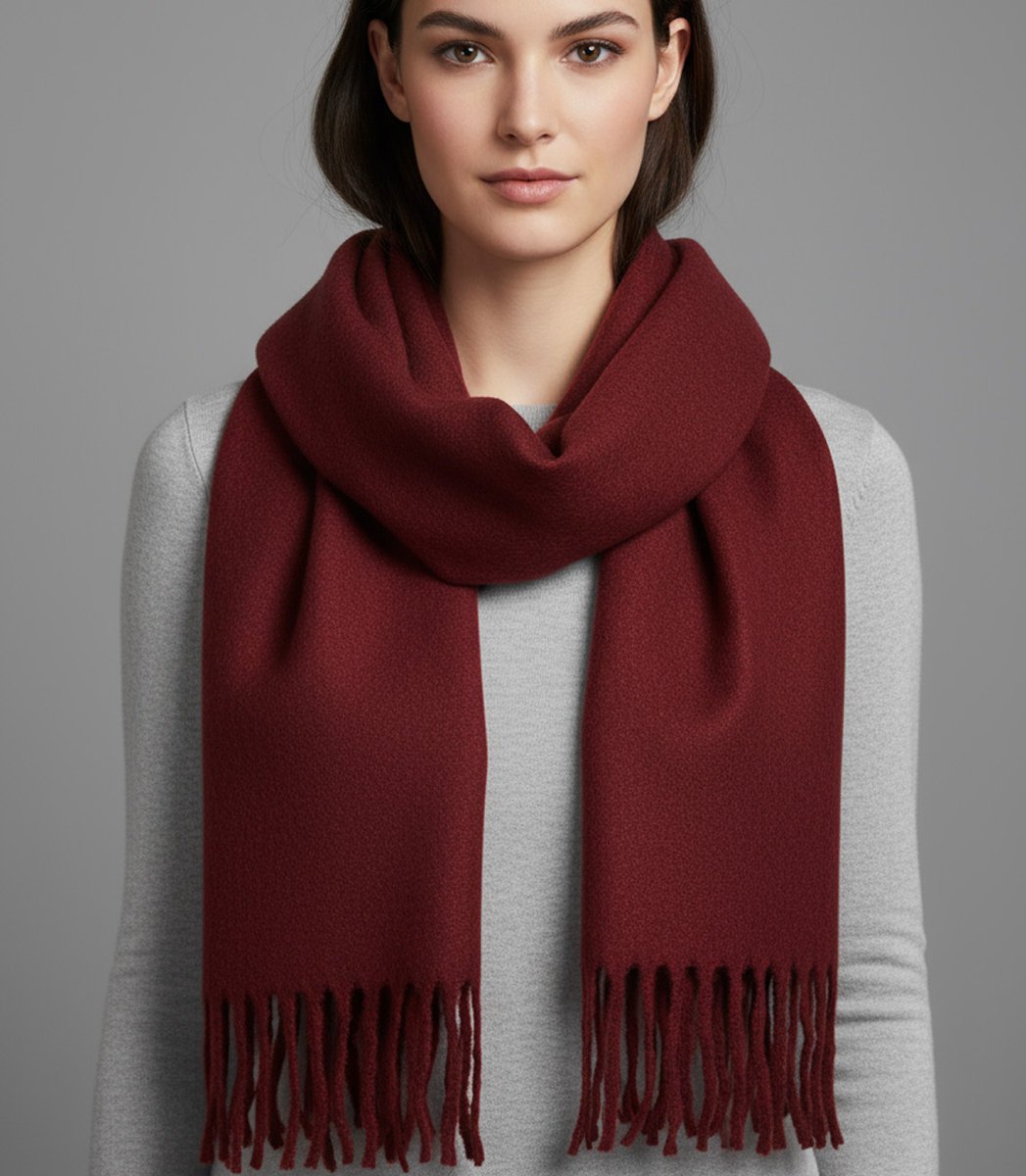 Elegancki szalik z frędzlami jednokolorowy