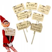 Ozdoby bożonarodzeniowe - TABLICZKI DLA ELFA PSOTNIKA Z NAPISAMI DREWNIANE ELF ON THE SHELF 7 SZT - miniaturka - grafika 1
