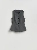 Marynarki i żakiety damskie - Reserved - Kamizelka z wiskozą - ciemnoszary - miniaturka - grafika 1