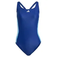 Stroje kąpielowe - adidas Damski strój kąpielowy z 3 paskami w kolorowe bloki, 81 cm, Czarny, 128 - miniaturka - grafika 1