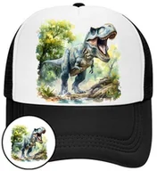 Czapki i chusty sportowe męskie - Czapka z Daszkiem Dinozaur Czarna z Nadrukiem Na Lato Siatka Bejsbolówka - miniaturka - grafika 1