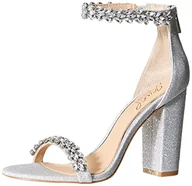 Sandały damskie - Jewel Badgley Mischka Sandały damskie Mayra na obcasie, Silver, 39 EU - miniaturka - grafika 1