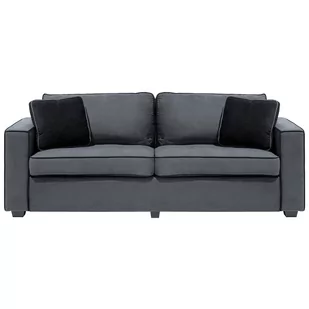 Beliani Sofa trzyosobowa welur ciemnoszara FALUN - Sofy i kanapy - miniaturka - grafika 1