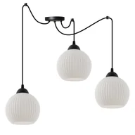 Lampy sufitowe - Lampa sufitowa wisząca Riffle Pająk loft 3xE27 klosz kula czarna/biała Light Home LH - miniaturka - grafika 1
