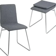 Krzesła - Zestaw 2 Krzeseł do Jadalni w Kolorze Szarym z Odchylanym Oparciem, Krzesła bez Podłokietników z Metalową Ramą, do Jadalni, Kuchni, Salonu (Szary) - miniaturka - grafika 1