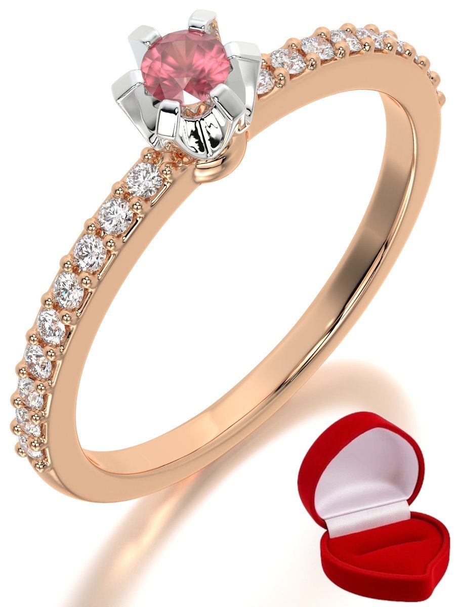 ZŁOTY PIERŚCIONEK ZARĘCZYNOWY 585 14k RUBIN 0,09 ct RÓŻOWE ZŁOTO R29