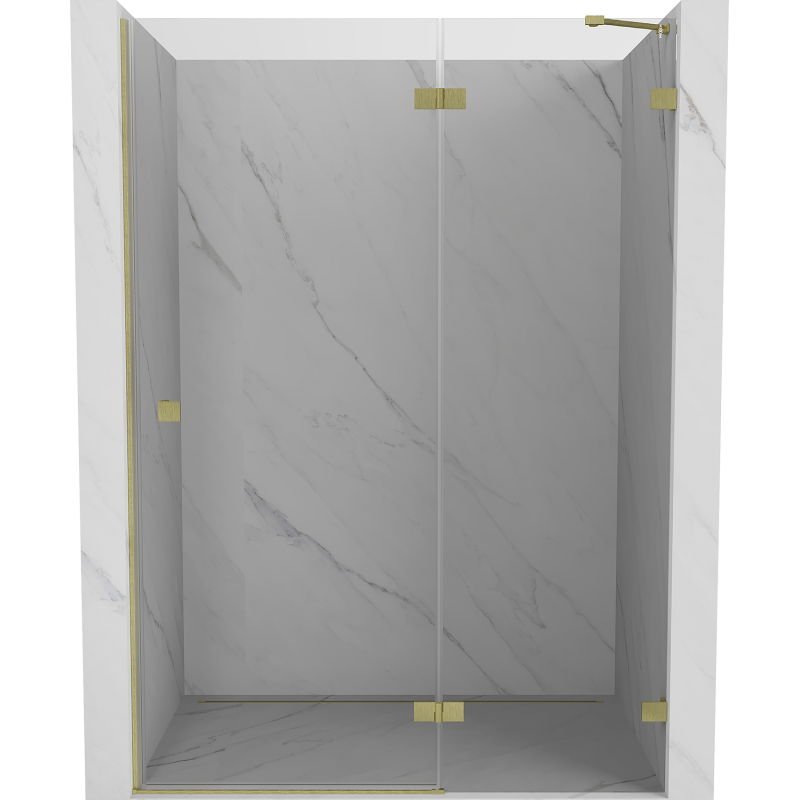 Mexen Lunar drzwi prysznicowe uchylne prawe 130 cm, transparent, złote szczotkowane - 834-130-000-55-00-P
