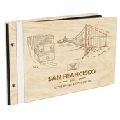 Albumy fotograficzne - Album Na Zdjęcia Państwa I Miasta Świata San Francisco Usa W Drewnianej Oprawie Z Czarnymi Kartami Z Grawerem - miniaturka - grafika 1
