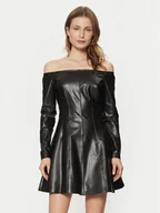Sukienki - Guess Sukienka z imitacji skóry W5RK43 K8S30 Czarny Regular Fit - miniaturka - grafika 1