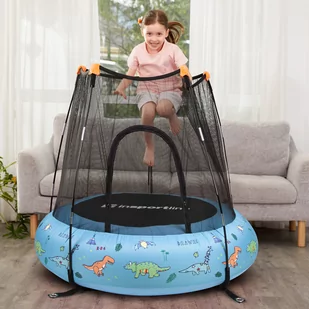 Insportline Pompowana trampolina dla dzieci z siatką Nufino 120 cm, Niebieski 22307-1 - Trampoliny - miniaturka - grafika 1