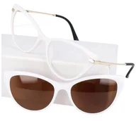 Okulary korekcyjne, oprawki, szkła - Damskie okulary zerówki z nakładką polaryzacyjną - miniaturka - grafika 1