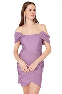 Sukienki - Trendyol Damska sukienka typu Glam Mini Bodycon, dopasowana, fioletowa, 42, Fioletowy, 68 - miniaturka - grafika 1