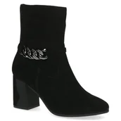 Botki damskie - Botki damskie jesienne na obcasie zamszowe czarne Caprice 25342-39 - miniaturka - grafika 1