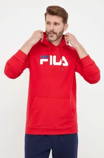 Fila bluza męska kolor czerwony z kapturem z nadrukiem - Bluzy męskie - miniaturka - grafika 1
