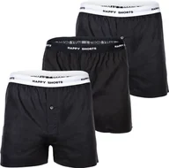 Majtki męskie - Bokserki męskie Happy Shorts, 3-pak - Amerykańskie bokserki, bawełna czarny XL - miniaturka - grafika 1