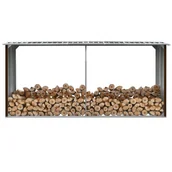 Akcesoria kominkowe - vidaXL Wiata na drewno, stal galwanizowana, 330 x 92 x 153 cm, brązowa vidaXL - miniaturka - grafika 1