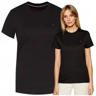 Koszulki i topy damskie - Koszulka Damska Czarna Tommy Hilfiger Bawełniana Elegancka na sportowo r.L - miniaturka - grafika 1