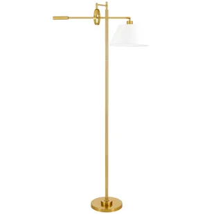 LAMPA STOJĄCA PODŁOGOWA MOSIĘŻNO-BIAŁA TURINA - Lampy stojące - miniaturka - grafika 1