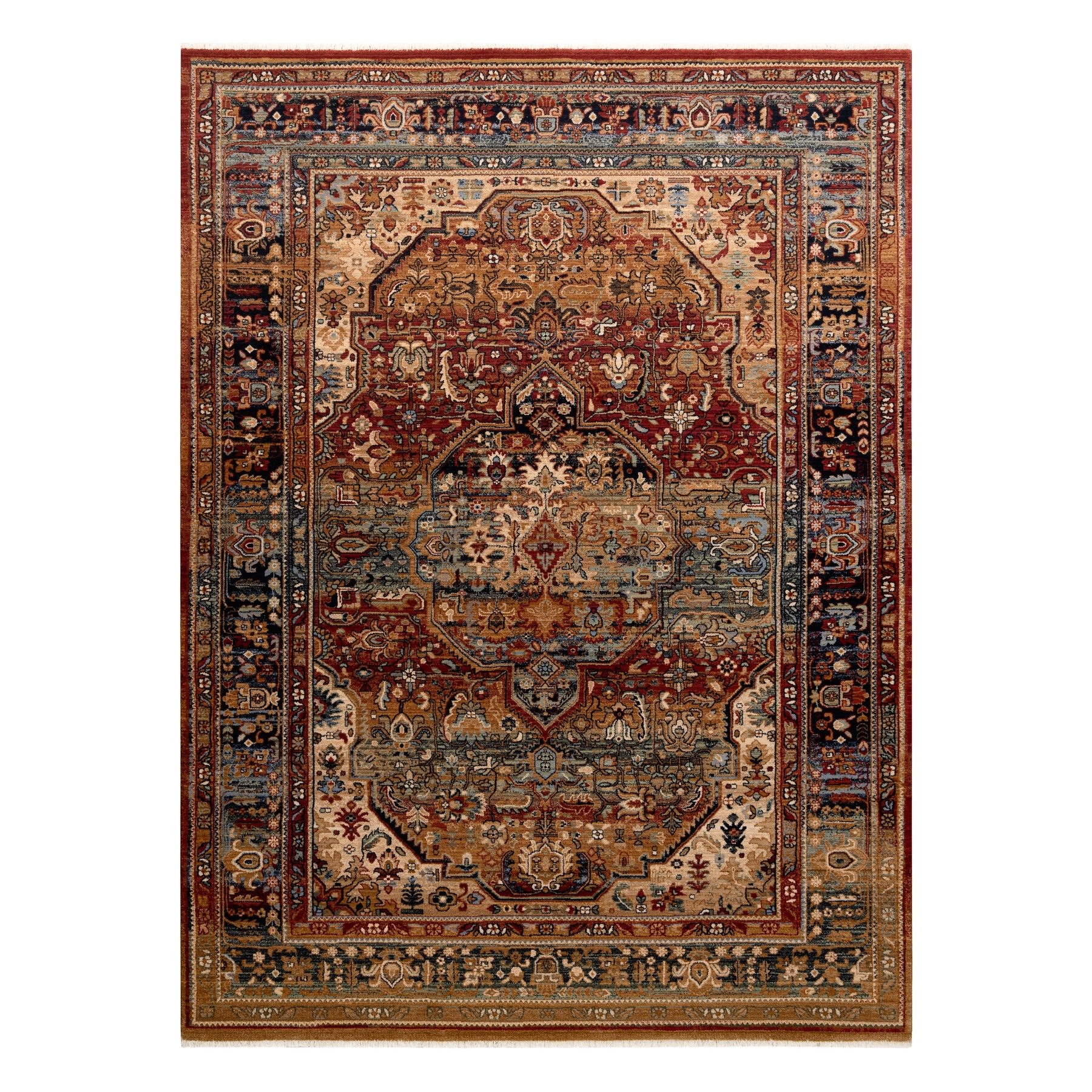 Dywan KESHAN Frędzle, Ornament orientalny 7518/53528 beż / granat beżowy 200x290 cm