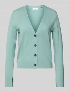 Kurtka z dzianiny o kroju slim fit z mieszanki bawełny i lnu - Swetry damskie - miniaturka - grafika 1