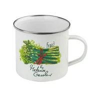 Kubki - Kubek emaliowany prosty Szparagi 1,25 ml biały - miniaturka - grafika 1