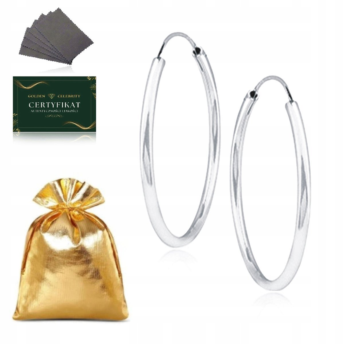 KOLCZYKI SREBRNE KÓŁKA, KOŁA 2,5 CM SREBRO PRÓBY 925 RODOWANE NIE CIEMNIEJĄ