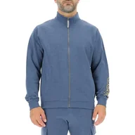 Bluzy męskie - JEEP O102892-A099 J Bluza Męska Pełny Zip Outline Drukuj Duży Rękaw J23W Mężczyźni Niebieski Melange M - miniaturka - grafika 1