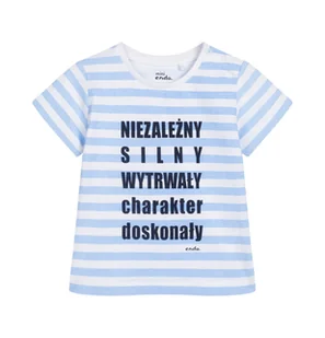 T-shirt dla dziecka do 2 lat, z napisem,w błękitne paski - Bluzki dla niemowląt - miniaturka - grafika 1