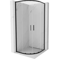 Kabiny prysznicowe - Mexen Exo kabina prysznicowa półokrągła rozsuwana 100 x 100 cm, transparent, czarna - 8132-100-100-70-00 - miniaturka - grafika 1